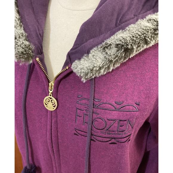 Disney Frozen Broadway Musical Jacket Fur Hoodie Sz XL Purple Embroidered - Picture 3 of 12